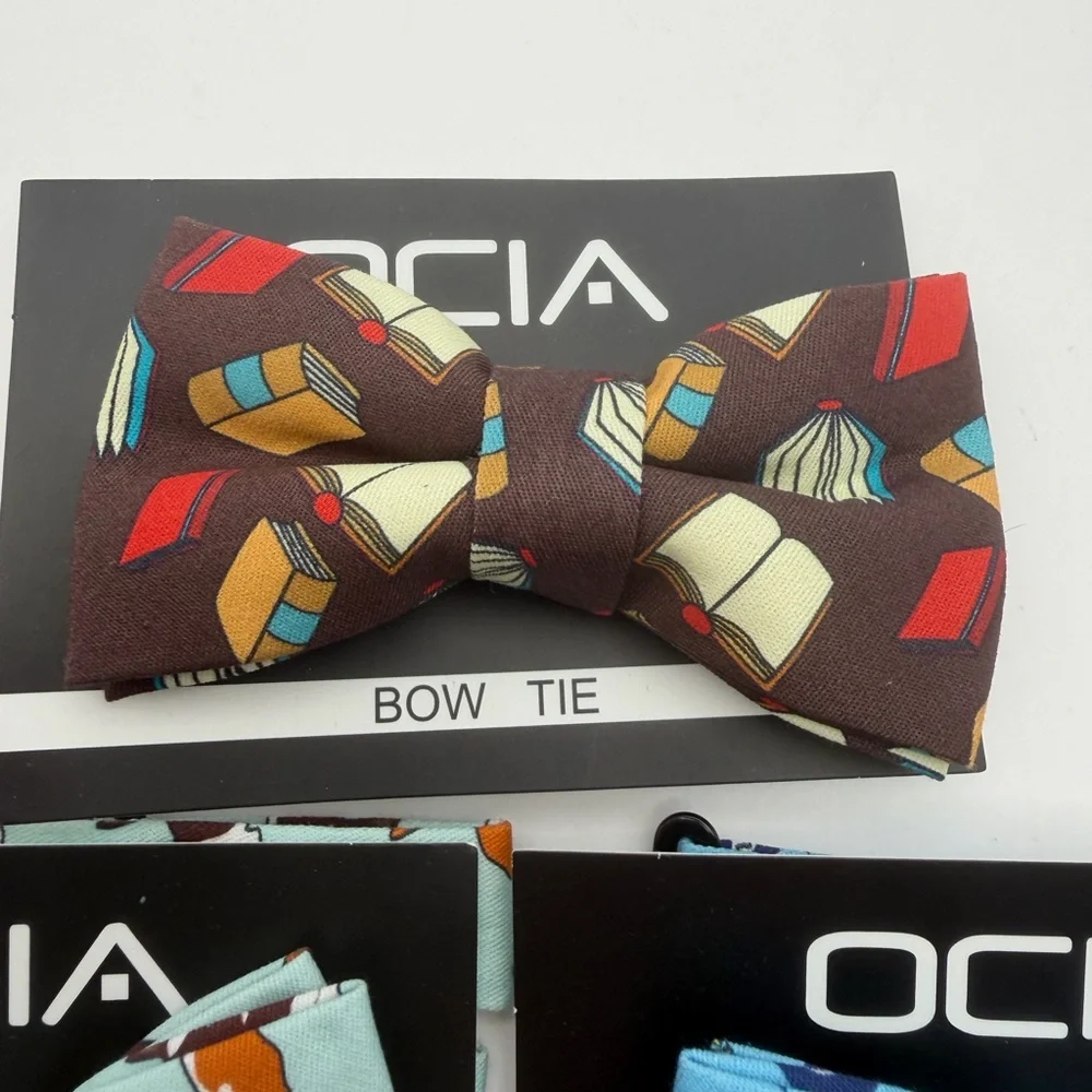 Three 4” Mixed Pattern Youth Bow Ties Attaches To Any Collar Handmade NWT